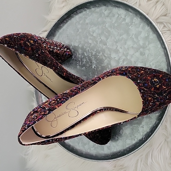Jessica Simpson Bainer velvet studded block heel womens size 10M - Picture 5 of 13